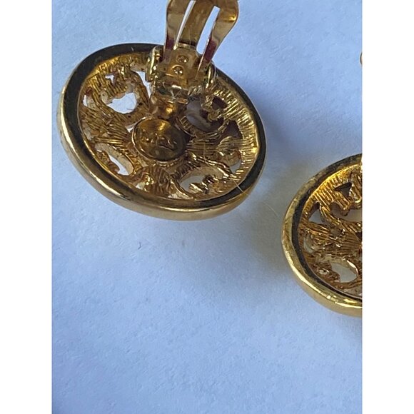 M&S Vintage Gold-Tone Filigree Clip-On Earrings J0207 - Picture 7 of 8